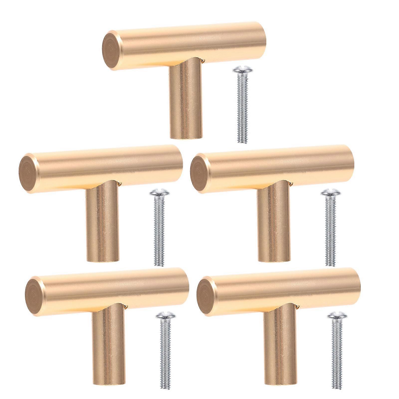 5pcs Single Hole Drawer Pulls Handle Modern T Bar Pull Knobs Cupboard Hardwares