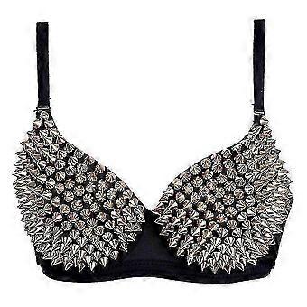 Sexy Lingerie Spike Rivet Dance Bra Metallic Punk Style Push Up Gorge Steampunk Bras For Women Fashion Underwear Brassiere 26S