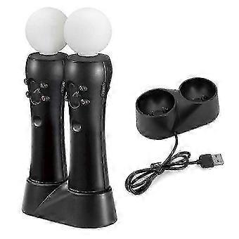 Special Shape PS4 VR Move Motion Controllers with Dual Charger for Enhanced Gaming - Black
