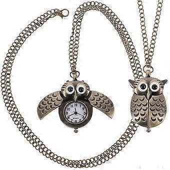 2Pcs Coruja Forma Pocket Watch Creative Hanging Watch Retro liga relógio de quartzo