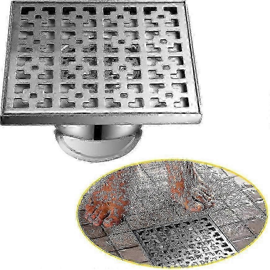 Floor Drain Grate 20x20cm compatible with Outdoor Use, Includes Siphon