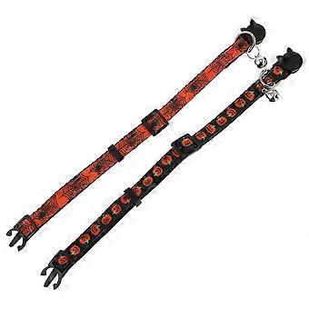 Pet Collar Cat Collar for Halloween 2Pcs Durable Nylon Orange Neck Chain