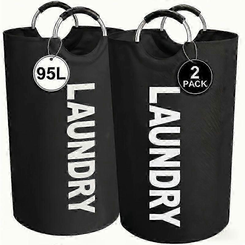 2 Pack 95L Foldable Laundry Baskets Large Capacity Half Ring Handles