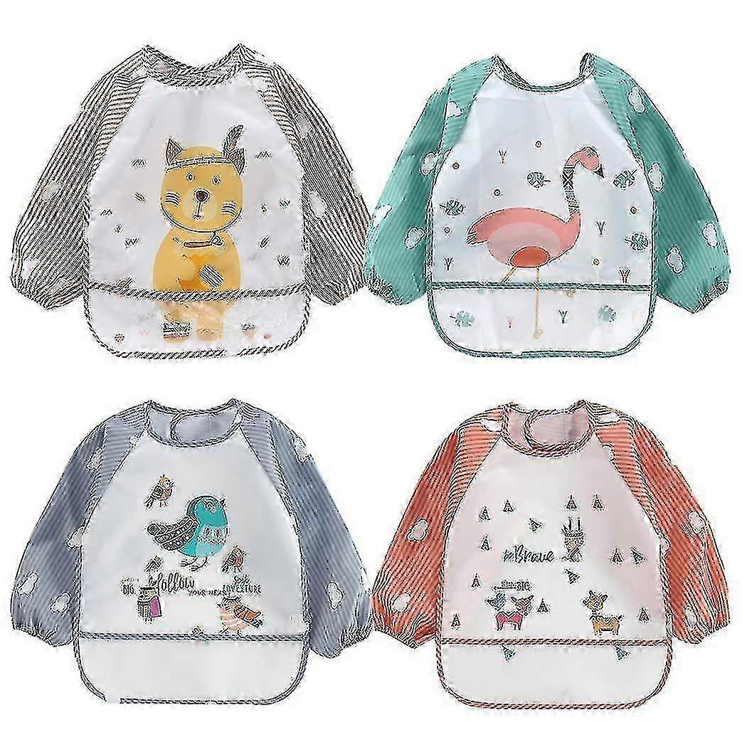 4-Pack Sleeve Bibs With Storage Pocket