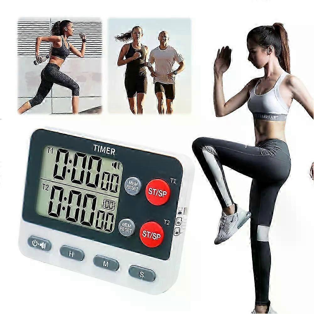 Dual Digital Timer Multifunctional Count UP/Down Timer with Memory Function Cooking Timer for Gym Office Laboratory  ZZC