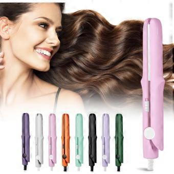 2 in 1 Mini Curling Wand & Flat Iron Hair Straightener, Portable Travel Styler with Ceramic Plates