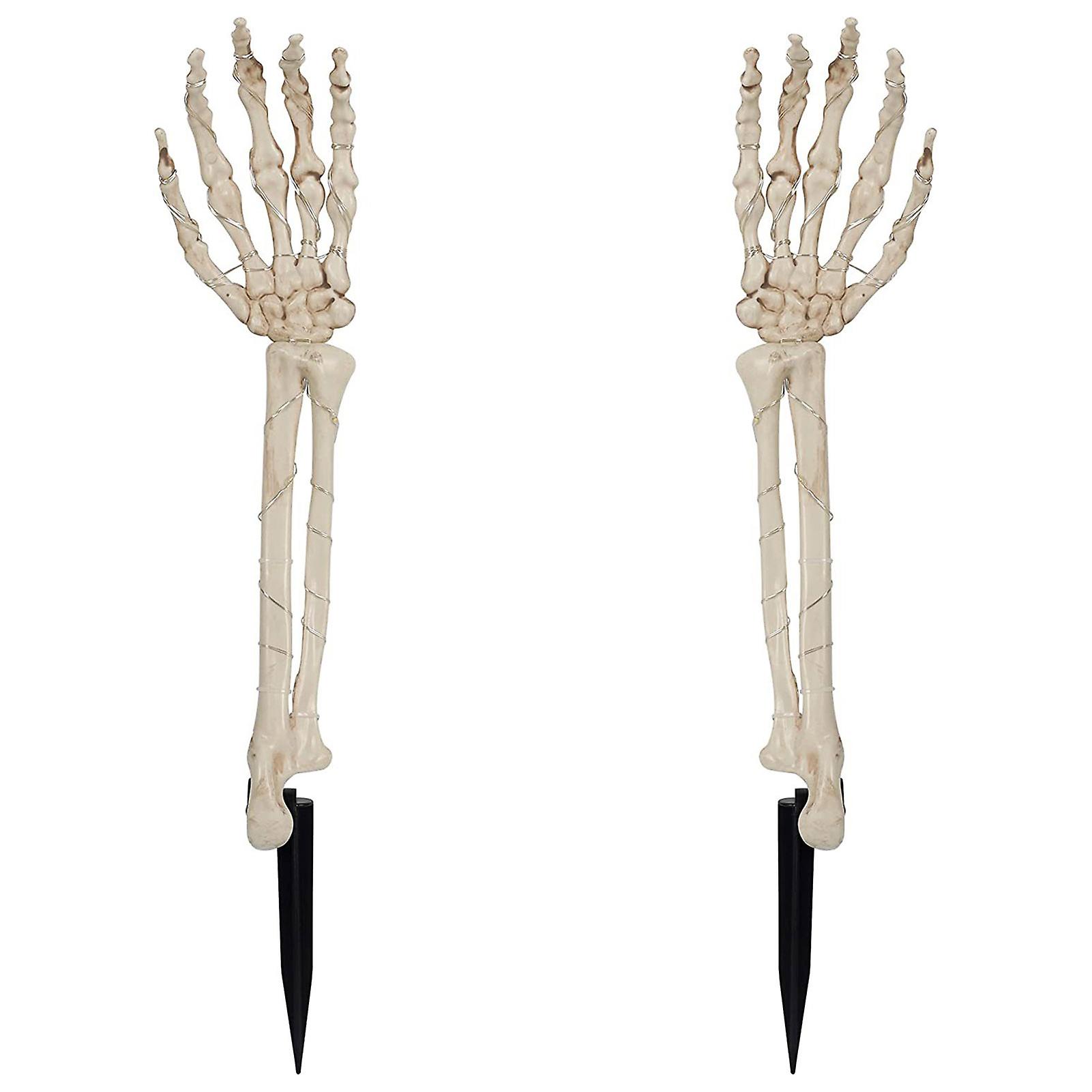 Halloween Decorations Lighted Skeleton Arm Stakes Easy To Install 40 Led Lights Solar Powered Yard Props For Party Yard Garden Backyard