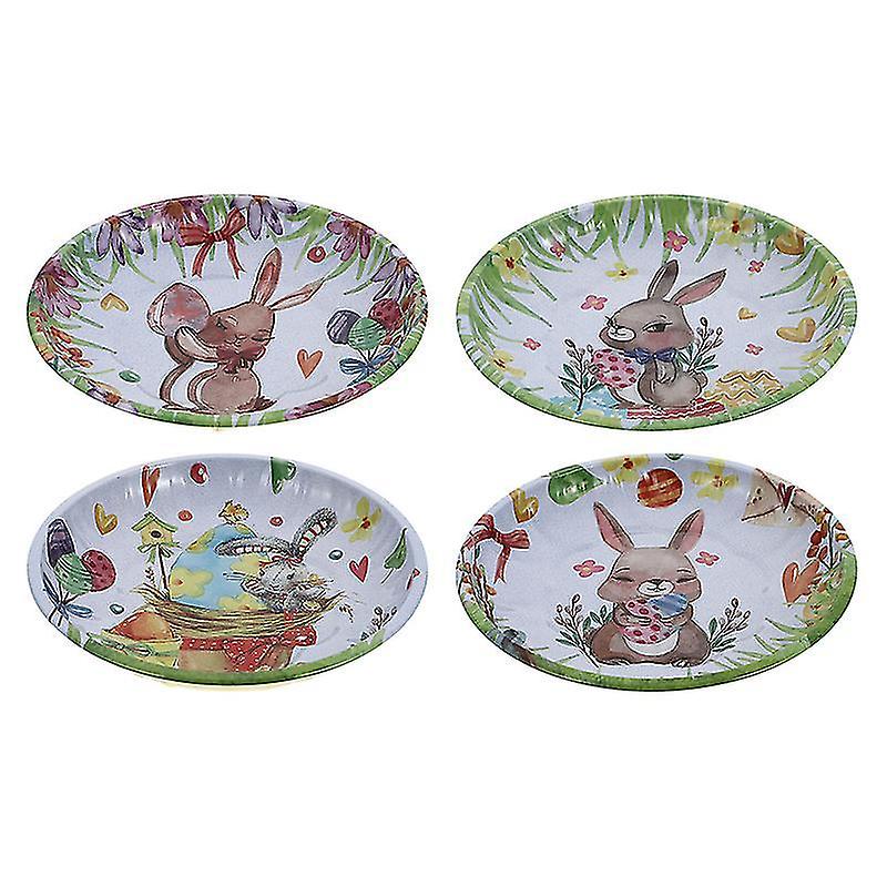 19.5Cm Assorted Color Plates 4pcs Easter Fruit Serving Plates Cake Storage Plate Snacks Candy Storag