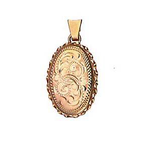9ct Gold 23x16mm engraved twisted wire edge oval Locket