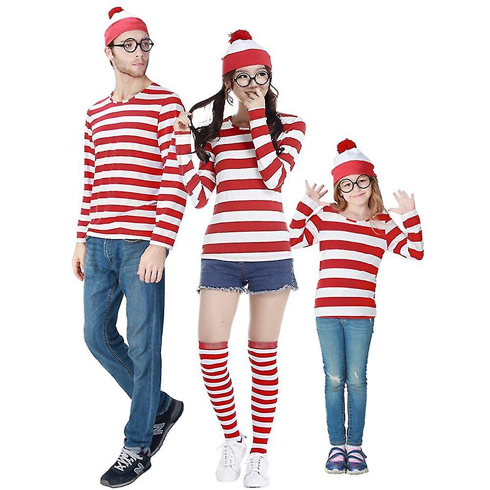 Family Matching Parent-child Where Is Wally Costume Set Waldo Book Week Fancy Dress Outfit