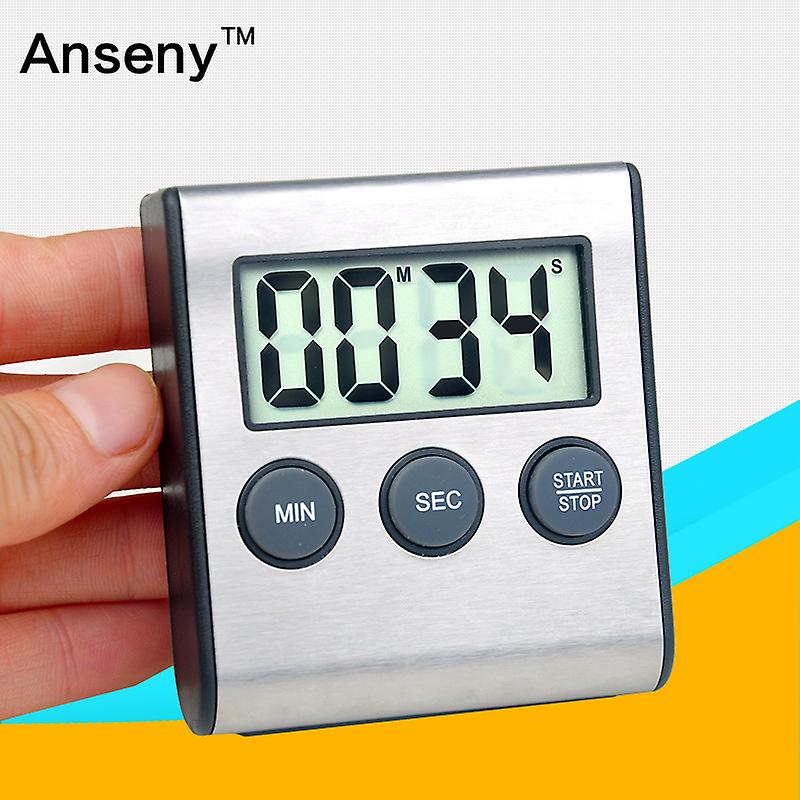 Mini digital timer, 24 hour format medical treatment Stainless Steel Black