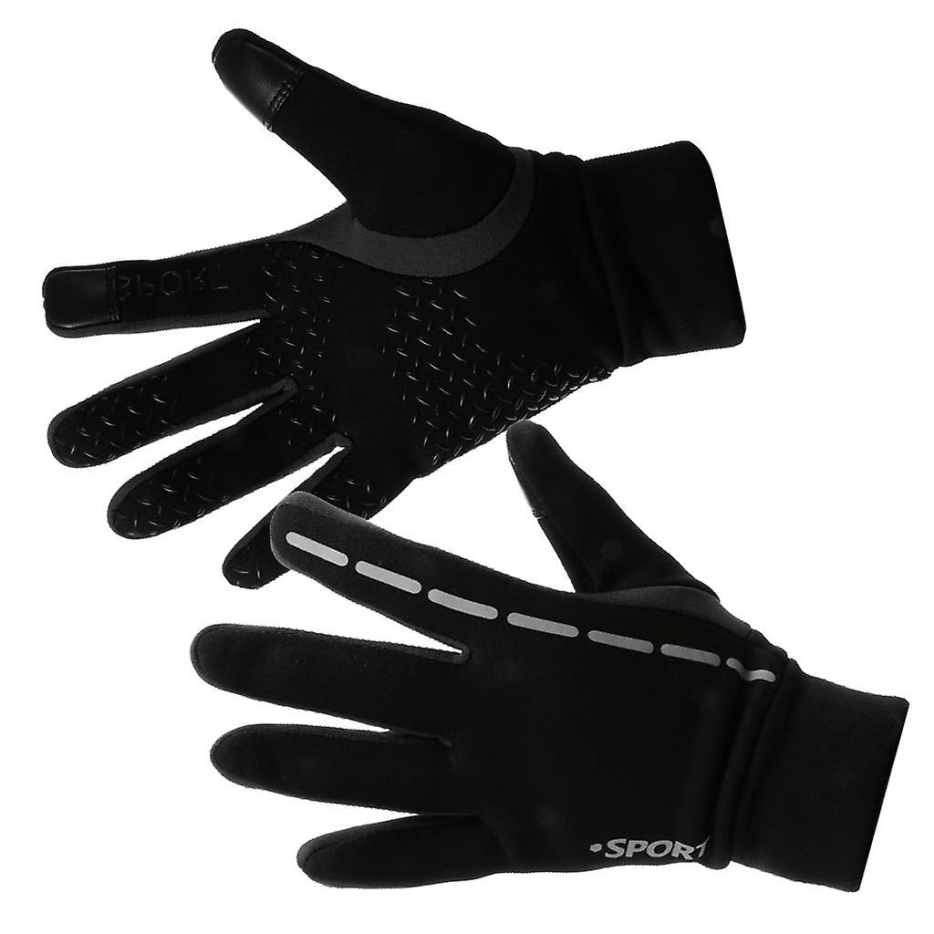 Cycling Full Finger Gloves - Waterproof, Windproof, Touch Screen L Black