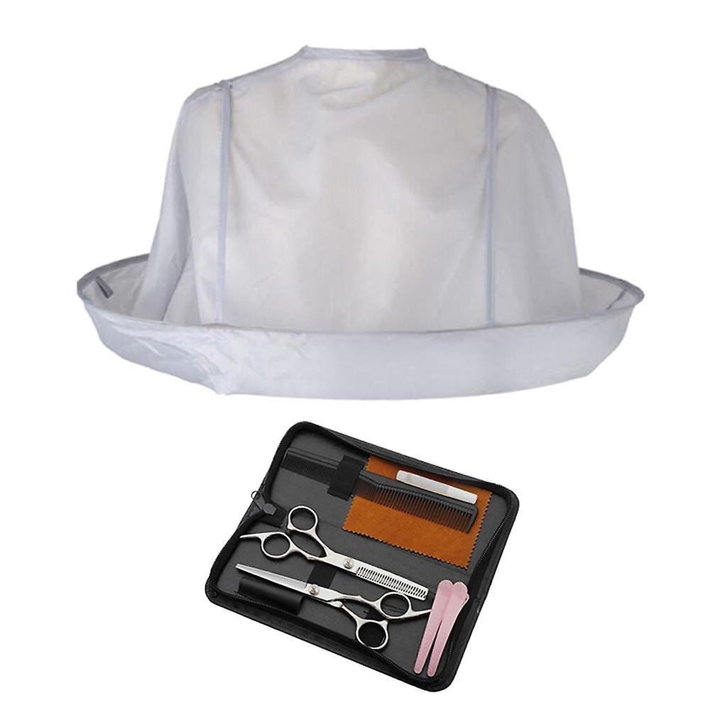 9Pcs Pro Salon Hair Cutting Scissors Thinner Barber Shears Razor Cape Kit