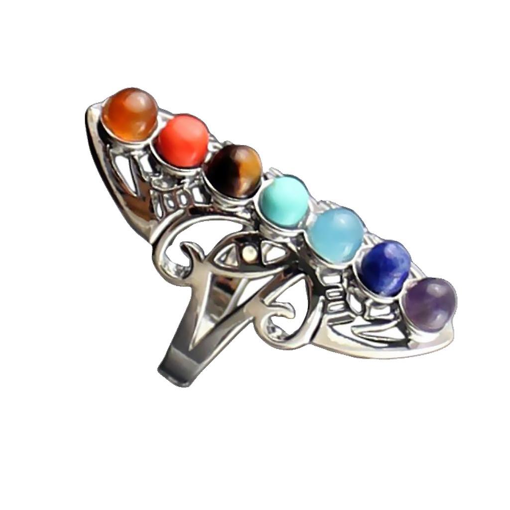 Antique Adjustable Natural Crystal Agate Gemstone Beads Finger Ring