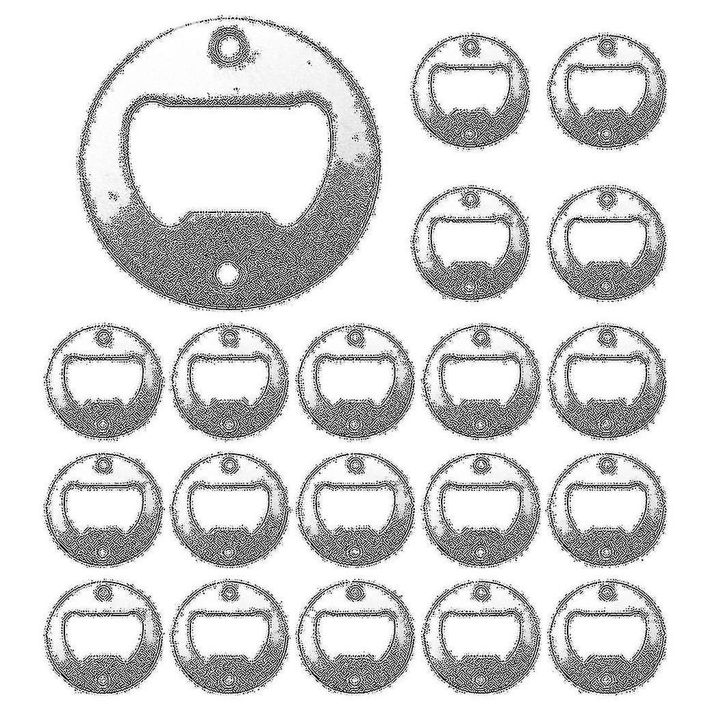 Bottle Opener Insert Kit,20 Set Round Inset Bottle Opener Kit For Diy Keychain Beer Spanner Jar Bot