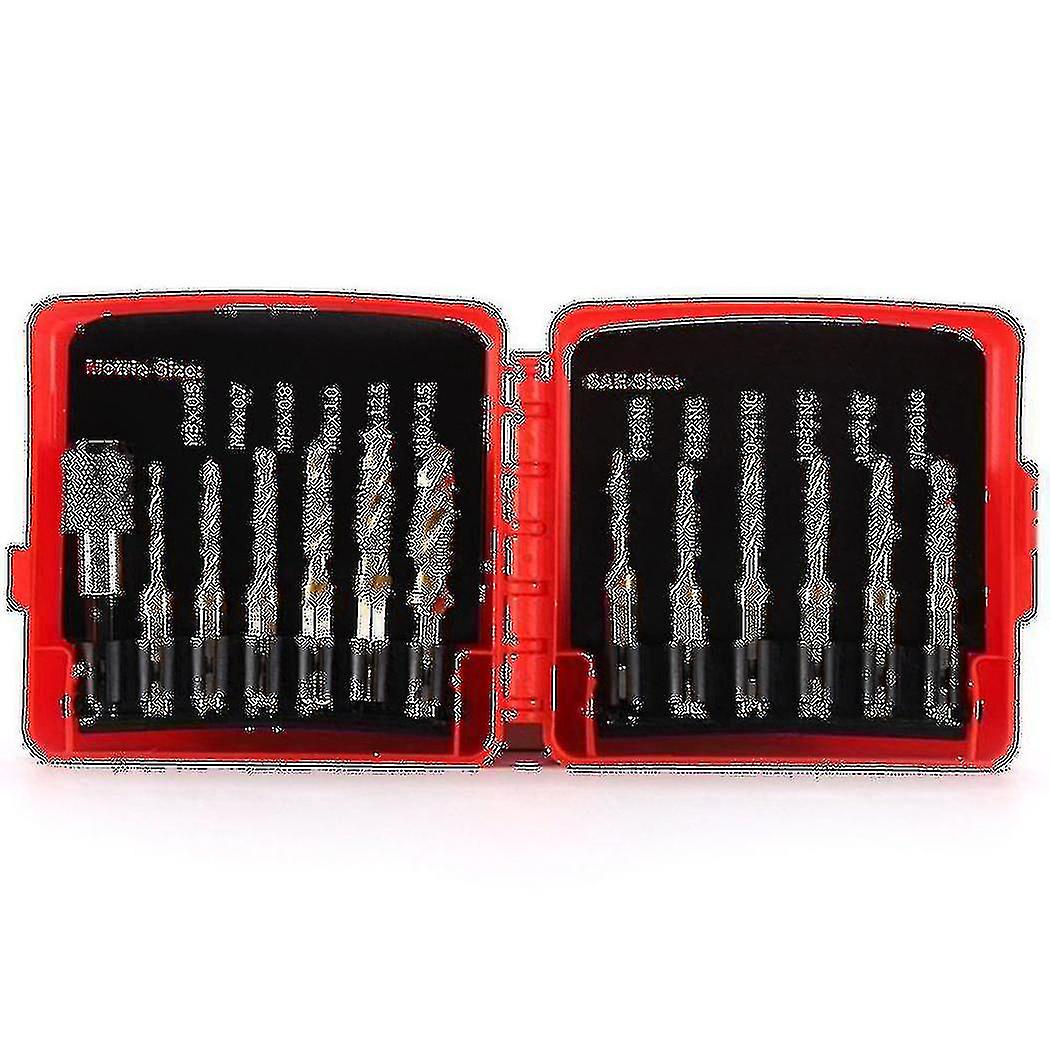 Titanium Combination Drill Tap Bit Set 13pcs Sae And Metric Tap Bits Kit For Screw Thread Drilling