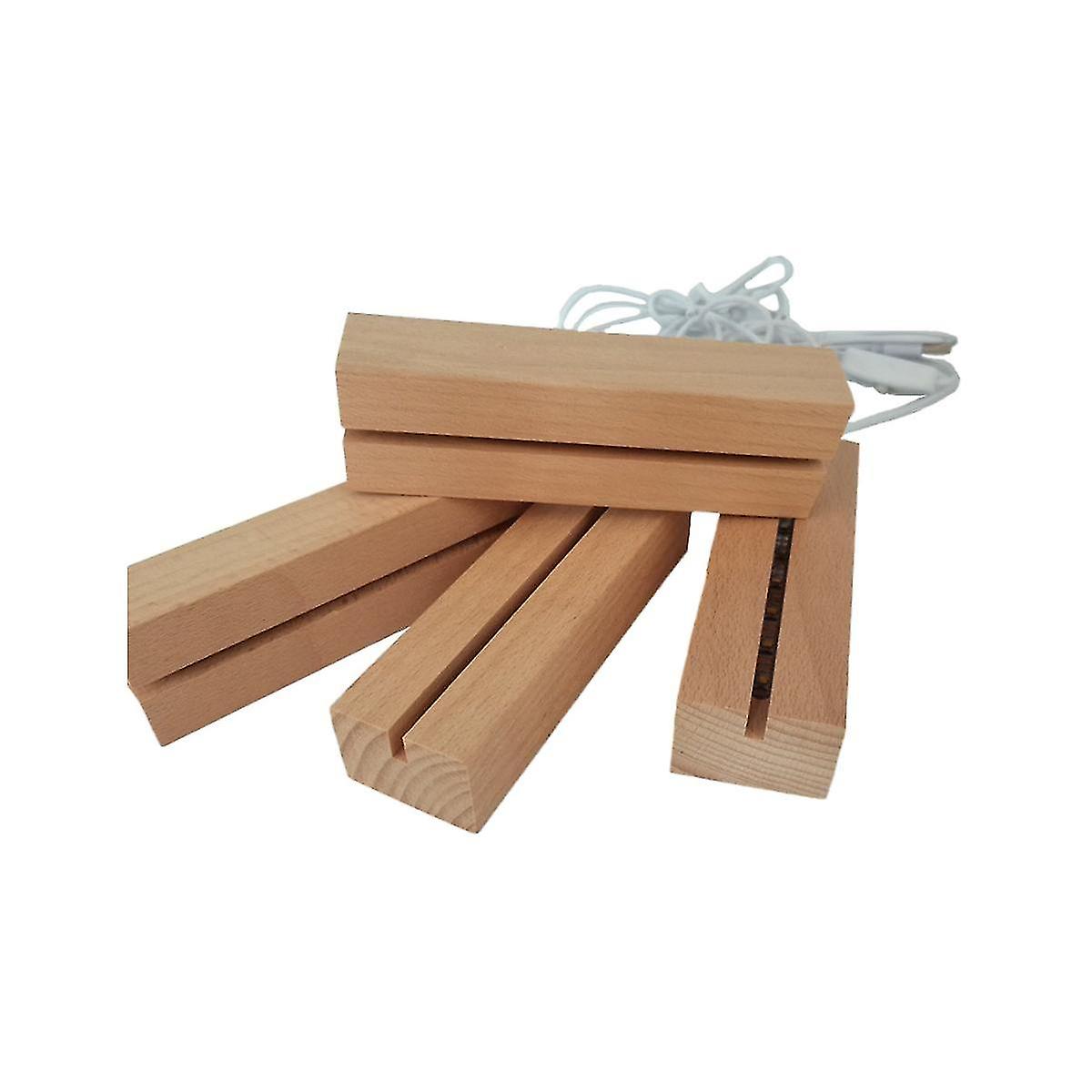 Bois Led Lumières Base d’affichage Support de plaque lumineuse Base Lumière chaude Rectangle 3d DIY Night Light Base