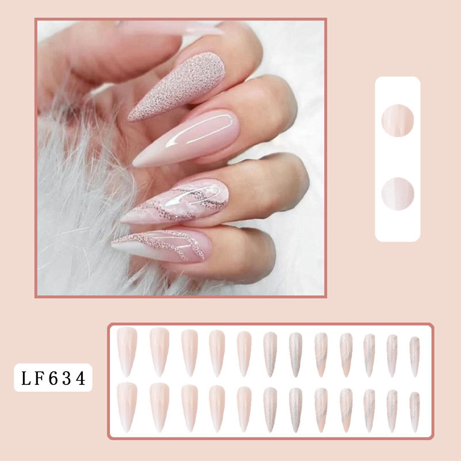Marble Pattern False Nails Ins Trendy Women Artificial Nails