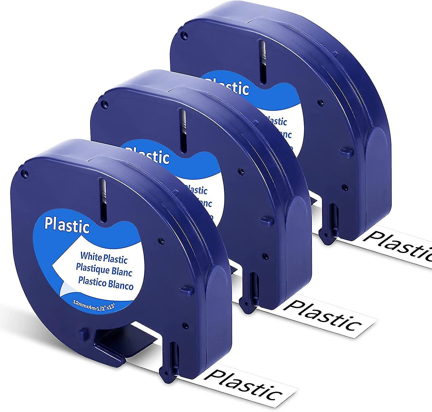 Fimax Label Tape Compatible Letratag Plastic Tape 12mm X 4m Black On White For Letratag Xr Lt-100h L