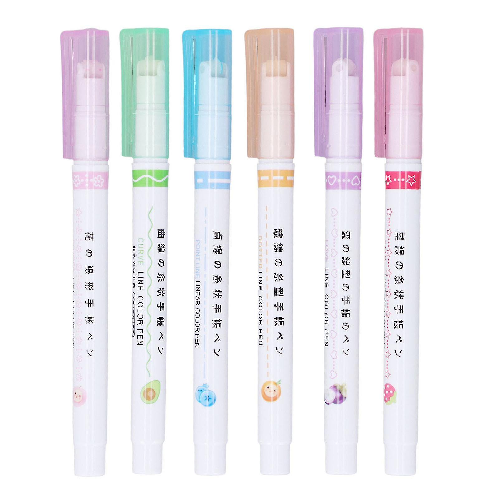 Outline Markers 6 Colors 6 Different Curves Shapes Smoothing Writing Large Capacity Outline Pens