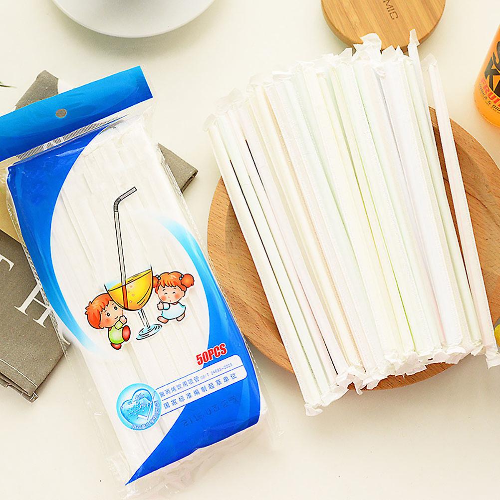 50pcs適用範囲が広いストロープラスチック使い捨て可能なストローBPA自由な飲むストロー