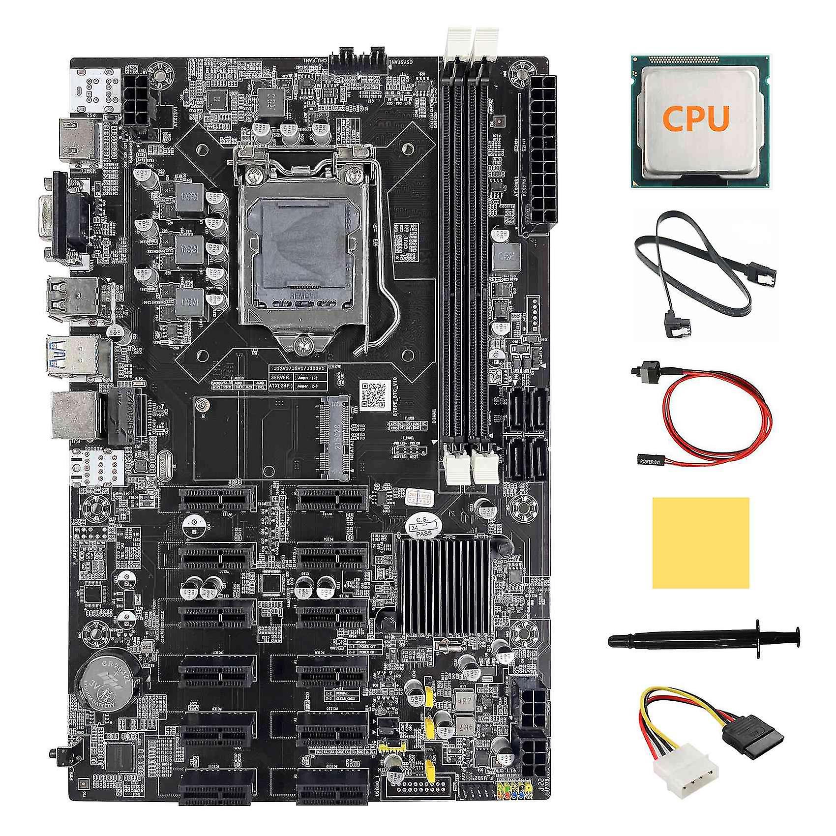 B75 12 Pcie Eth Mboard+cpu+4pin Ide To Sata Cable+sata Cable+s Cable+ Greas