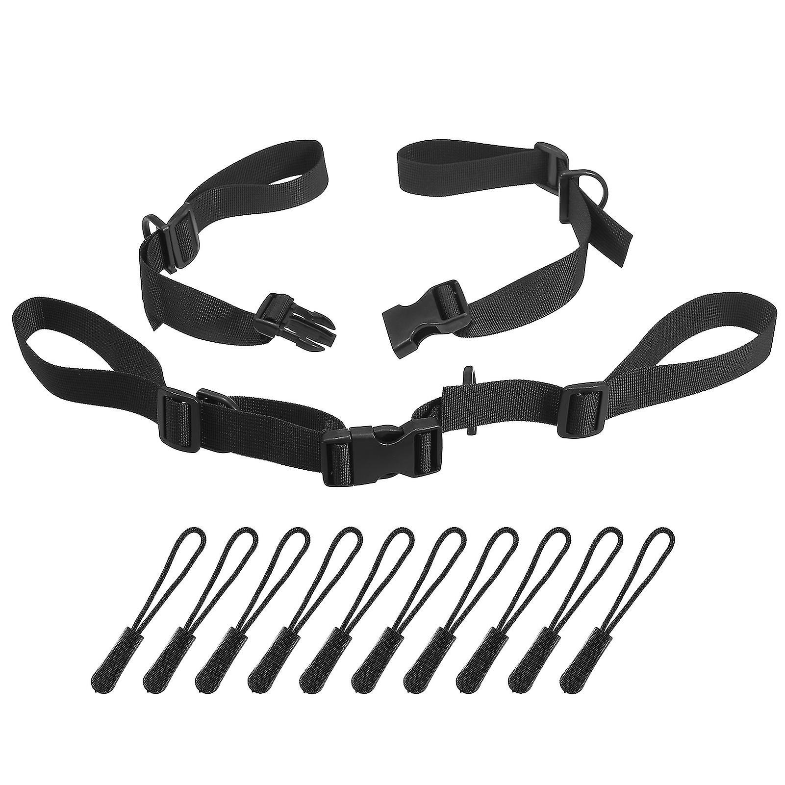 2 Packs Adjustable Backpack Straps Sternum Straps Belts With 10pcs Zipper Pulls