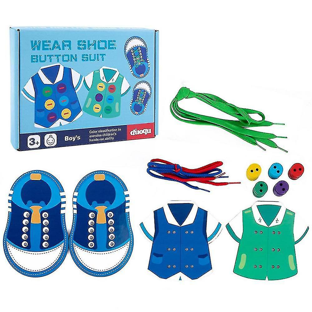 Baby Shoe Tying Board Shoelace Tying Basic Skills Puzzle Board With Dress Buttons Sneaker Teaching Tie Shoelaces Learn Threading