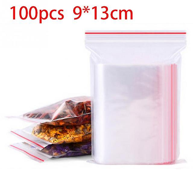 100pcs/pack Resealable Zip Lock Bags Self Seal Clear Plastic Poly Bag Food Storage Package Reclosable Vacuum Fresh Bag