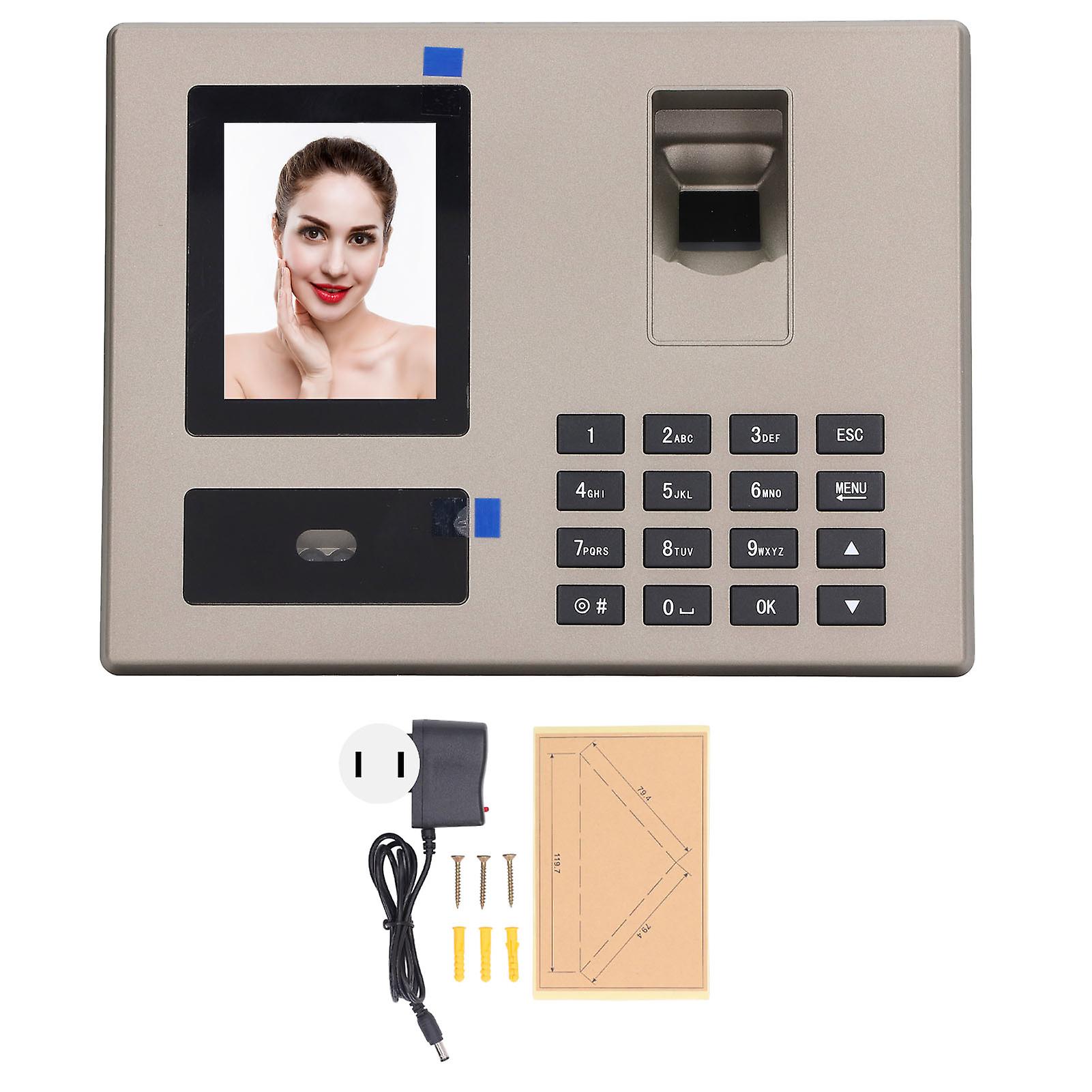 Fingerprint Biometric Employee Attendance Machine with Face Recognition and PIN Punching Time Card System 100-240V US Plug
