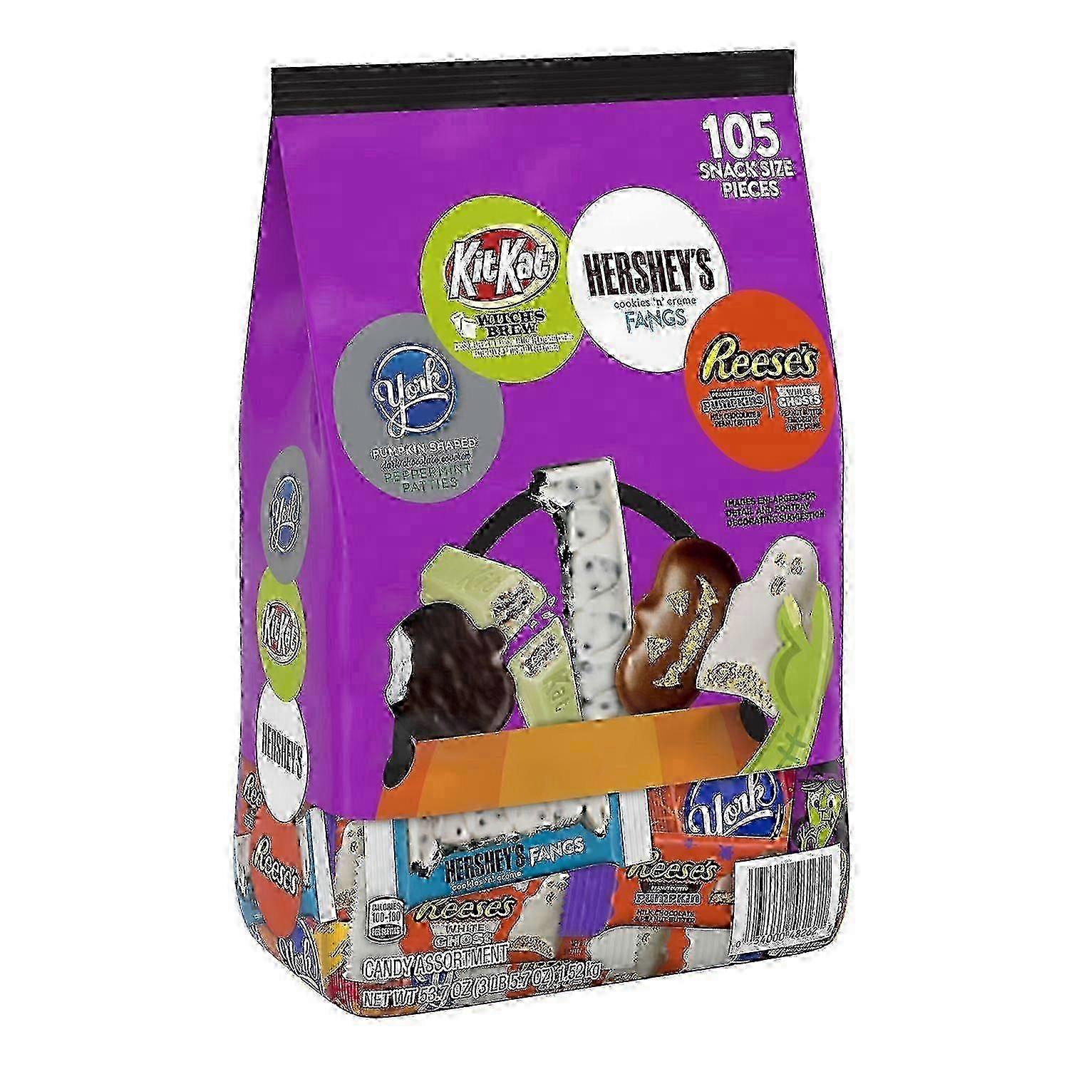 Hershey's 巧克力和奶油什锦零食大小糖果,万圣节,散装品种袋,105 个