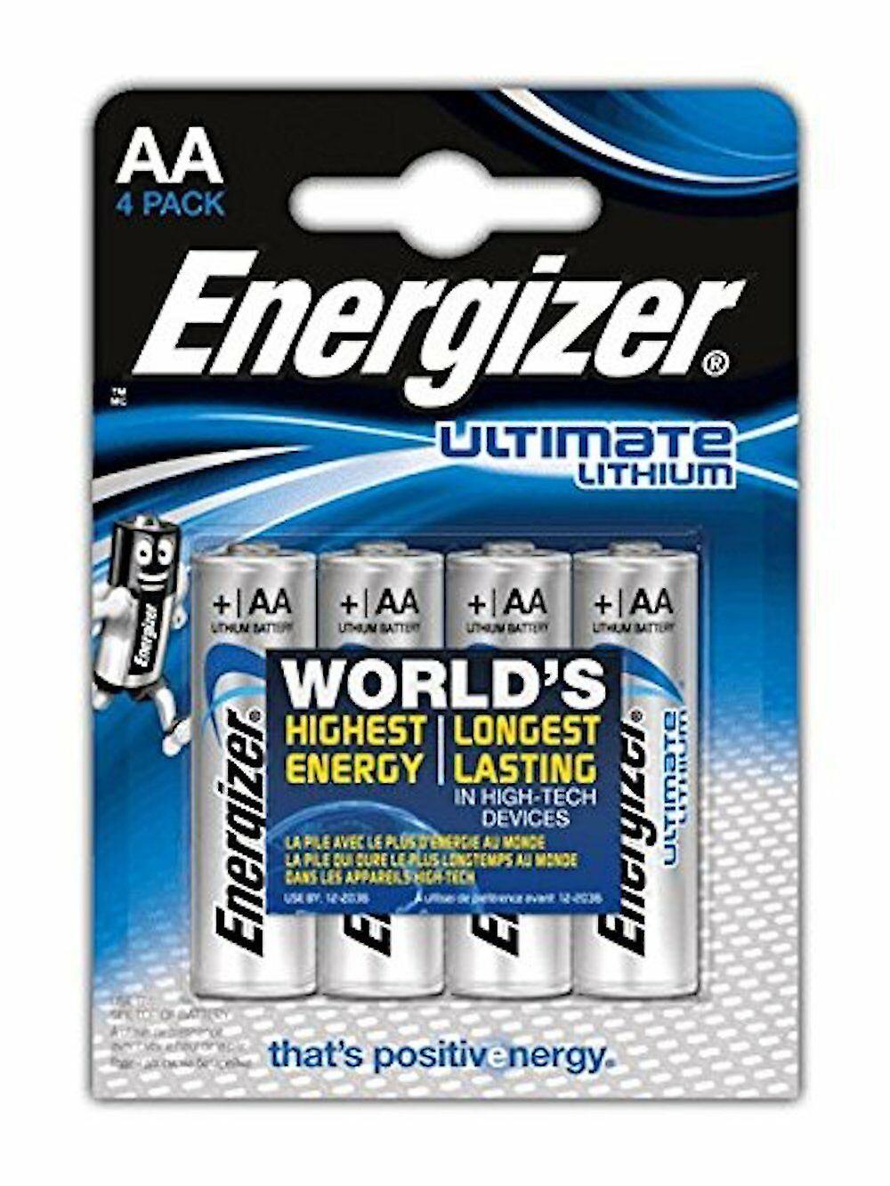 Energizer Ultimate Lithium AA Long Lasting Batteries 4 Pack