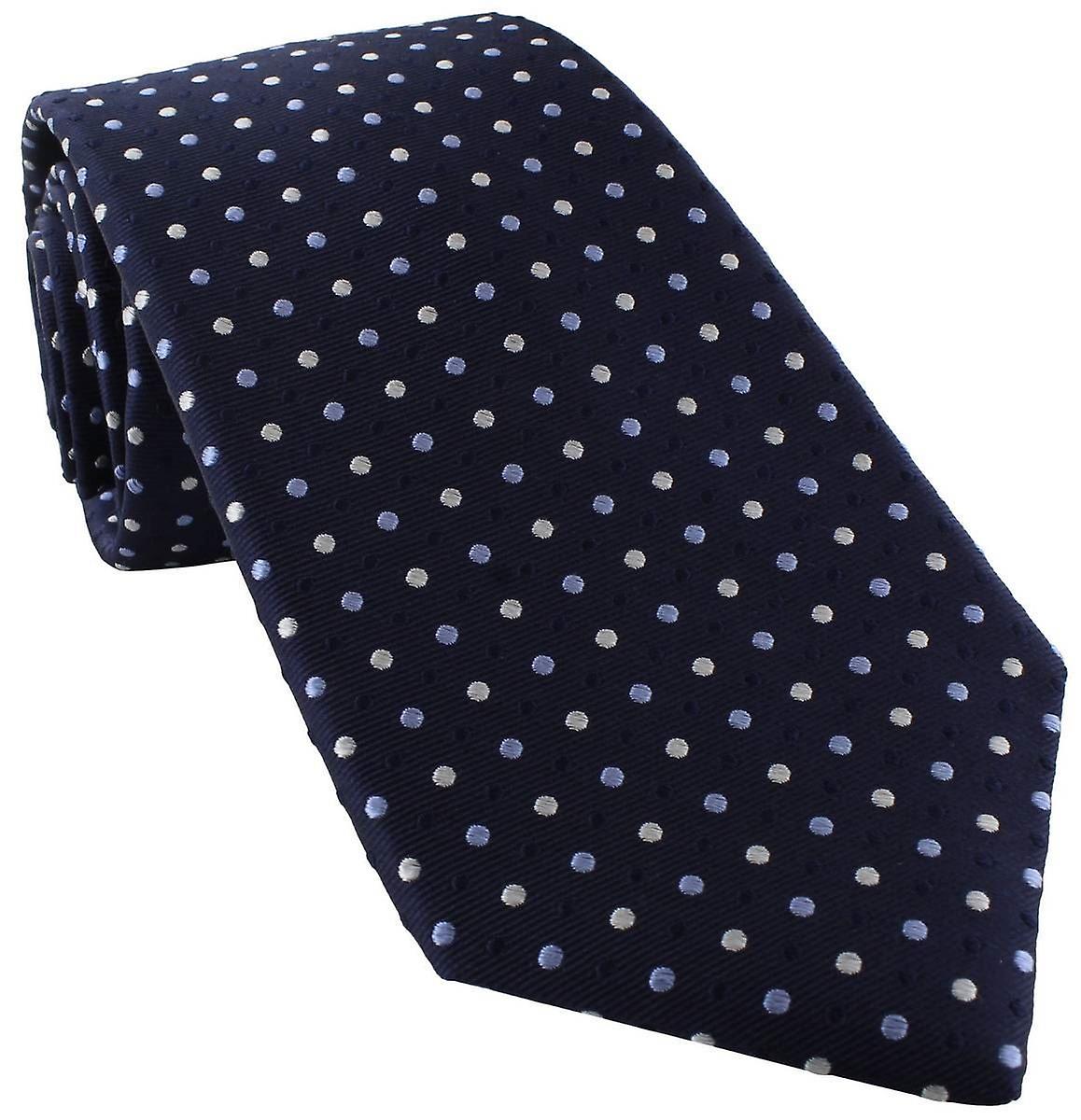 Michelsons of London Triple Spot Silk Tie - Navy/Light Blue