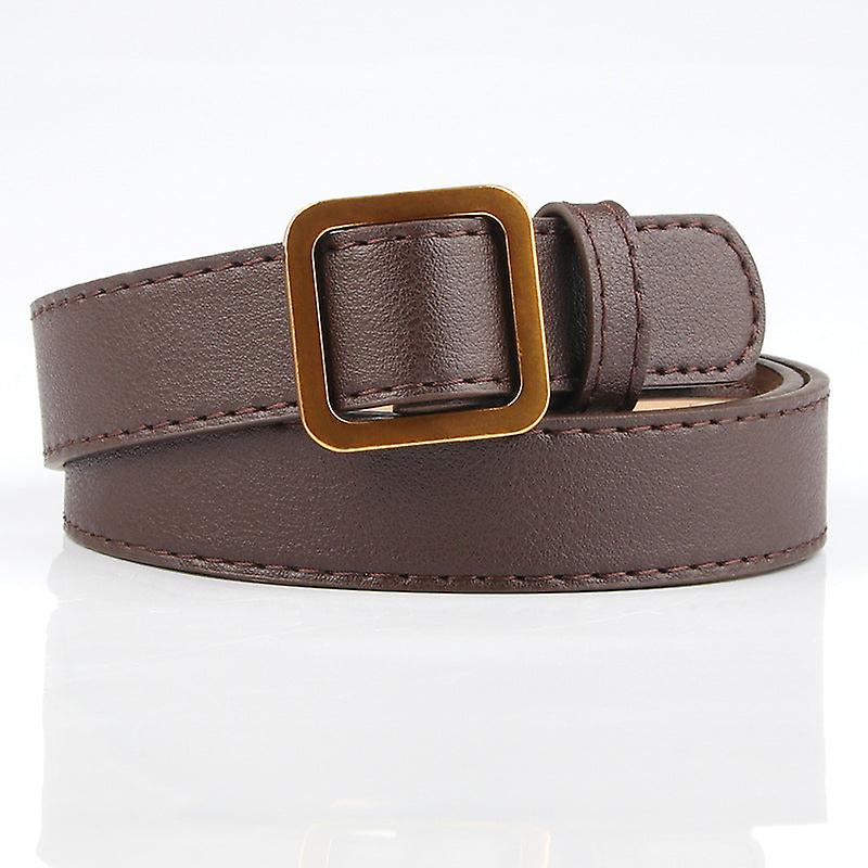 Women Belts Gold Square Buckle Thin Belt Women's Non-hole Soft Belt Jeans Strap