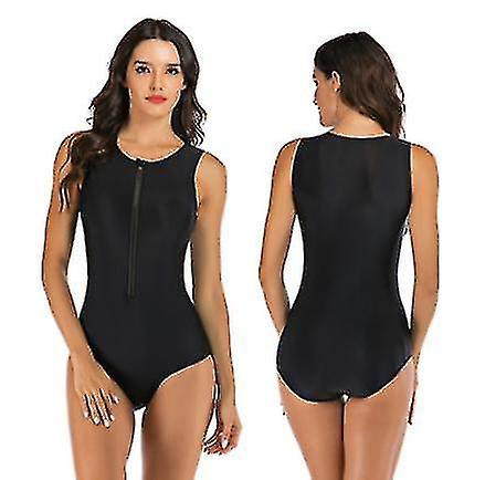 Womens Rash Guard Baddräkt Zip Front Print Kortärmad Badkläder Ett stycke Badkläder