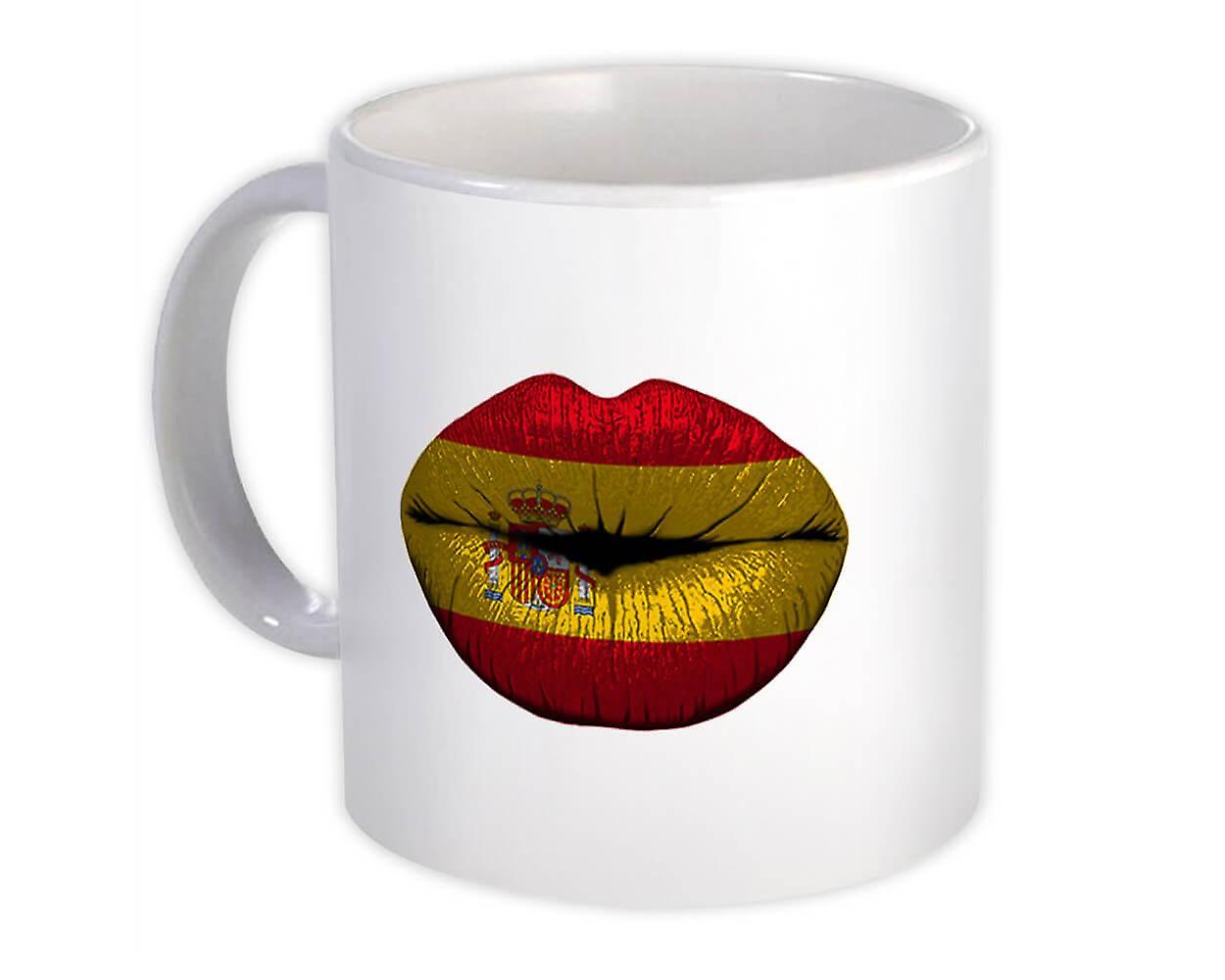 Geschenkbecher: Lippen Spanische Flagge Spanien
