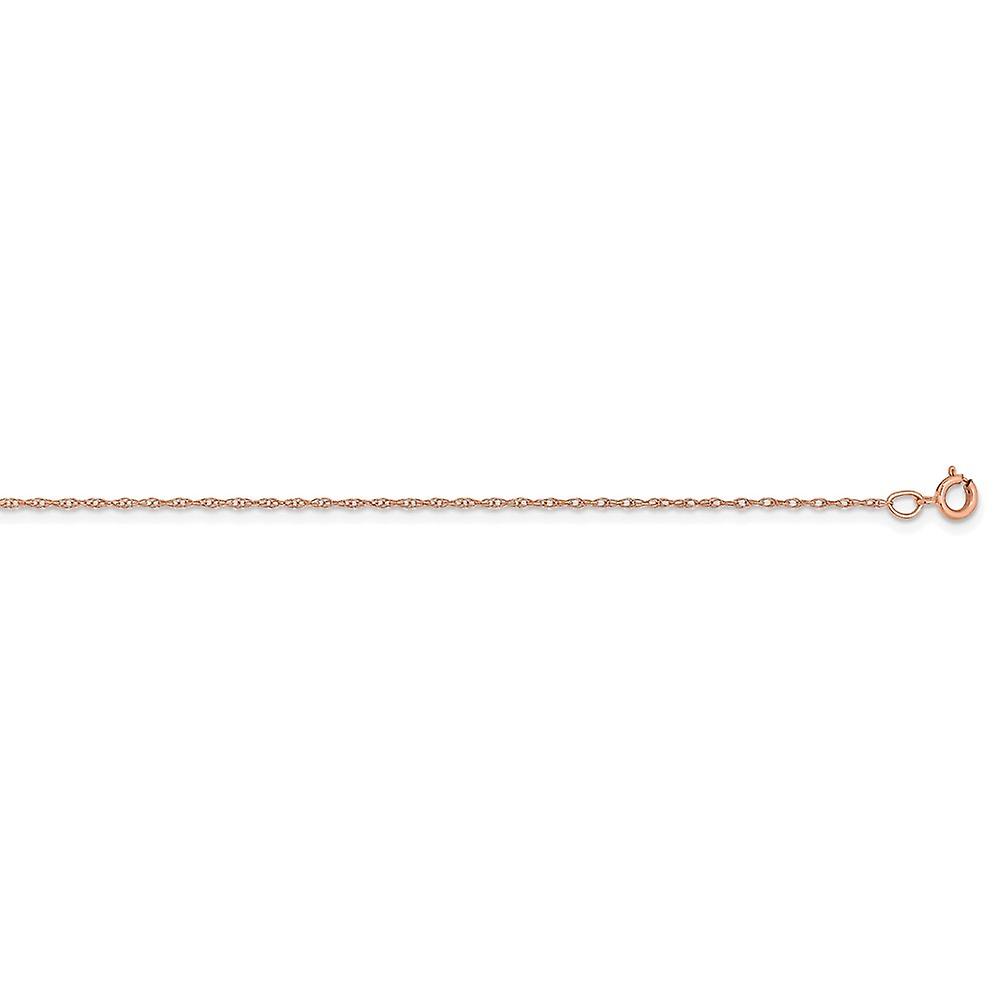 Colar de corrente de ouro rosa 14k com elos de 0,6 mm, estilo cabo de aço, para mulheres e homens - Comprimento: 16 a 24 polegadas.