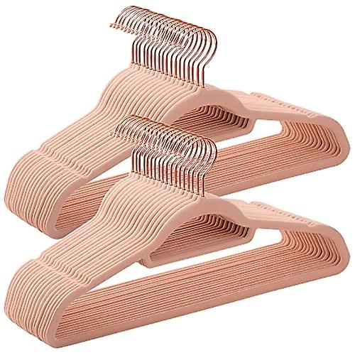 Non-slip velvet hangers with rose gold hooks, pack of 50