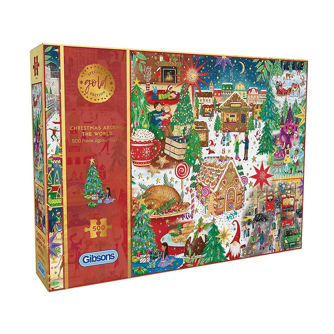 Gibsons Christmas Around The World Special Edition Gold Foil Jigsaw Puzzle (500 Pieces)