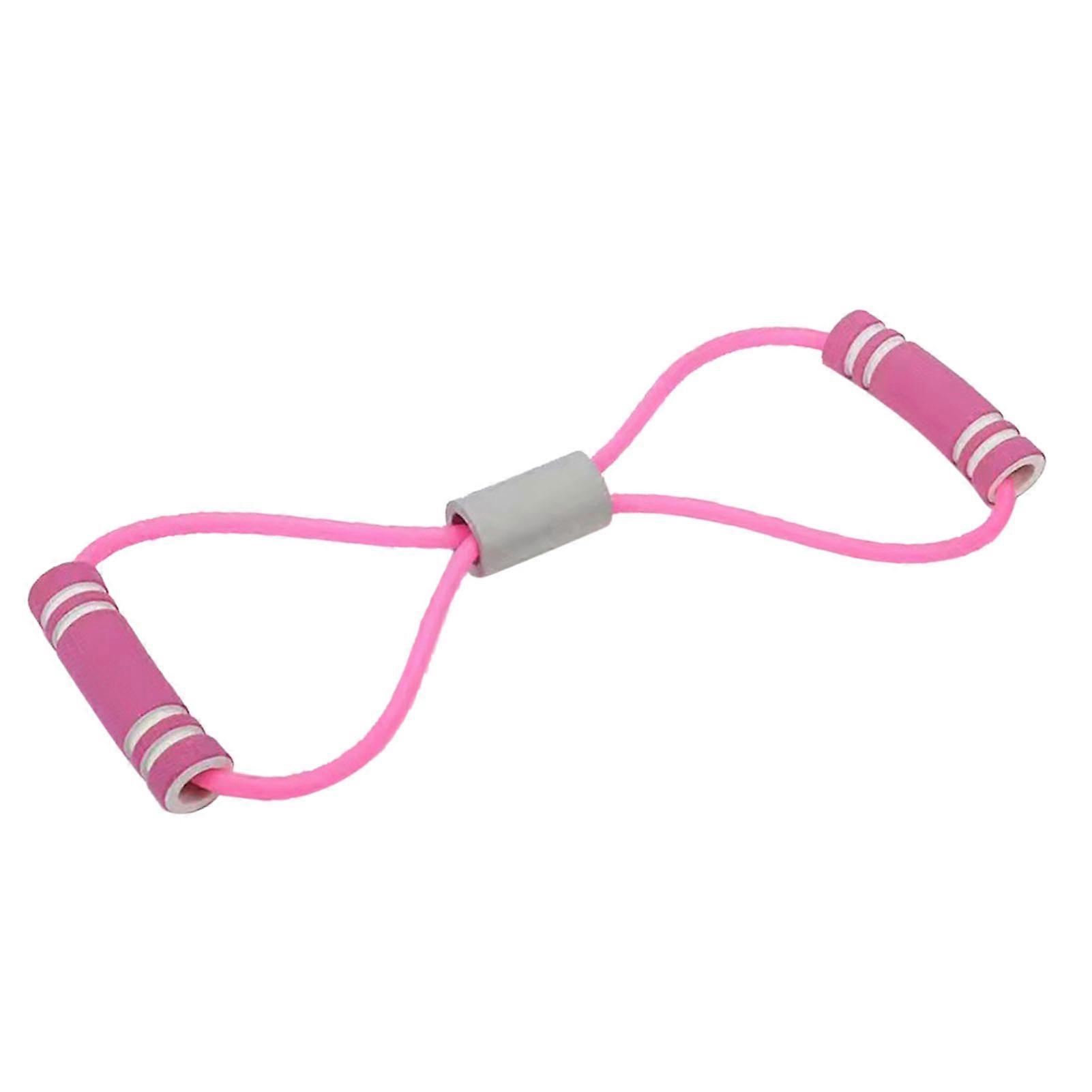 Figure 8 Puller Adjustable Length 8 Shaped Resistance Bands Elastic Fitness Pulling Rope For Arm And Shoulder Stretch Pink