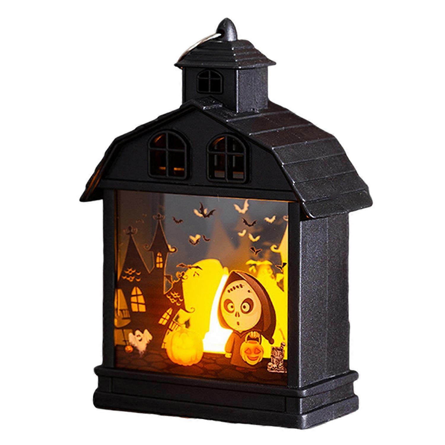 Halloween Lantern Vintage Pumpkin Ghost Witch Scarecrow Portable Home Decoration Flameless
