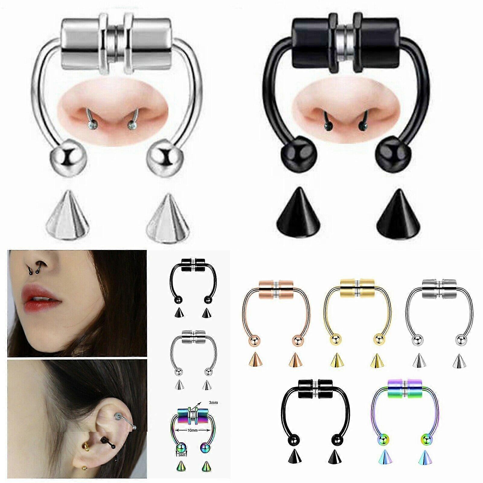 non-piercing magnetic fake nose ring ear septum segment helix tragus clicker buy 2 get 1