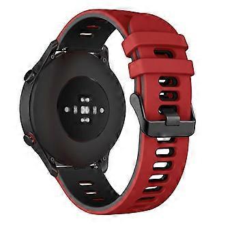 Bracelet en silicone rouge/noir 22 mm pour montre Xiaomi Mi Watch Color Sports