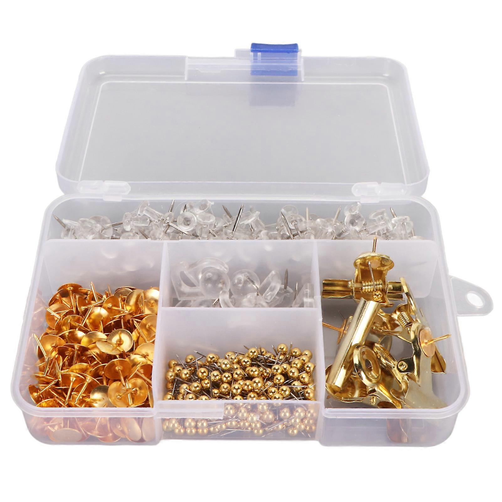 465pcs Gold Push Pins Set Multipurpose Decorative Gold Thumb Tacks Set for Cork Board Bulletin Board Picture Photo Map