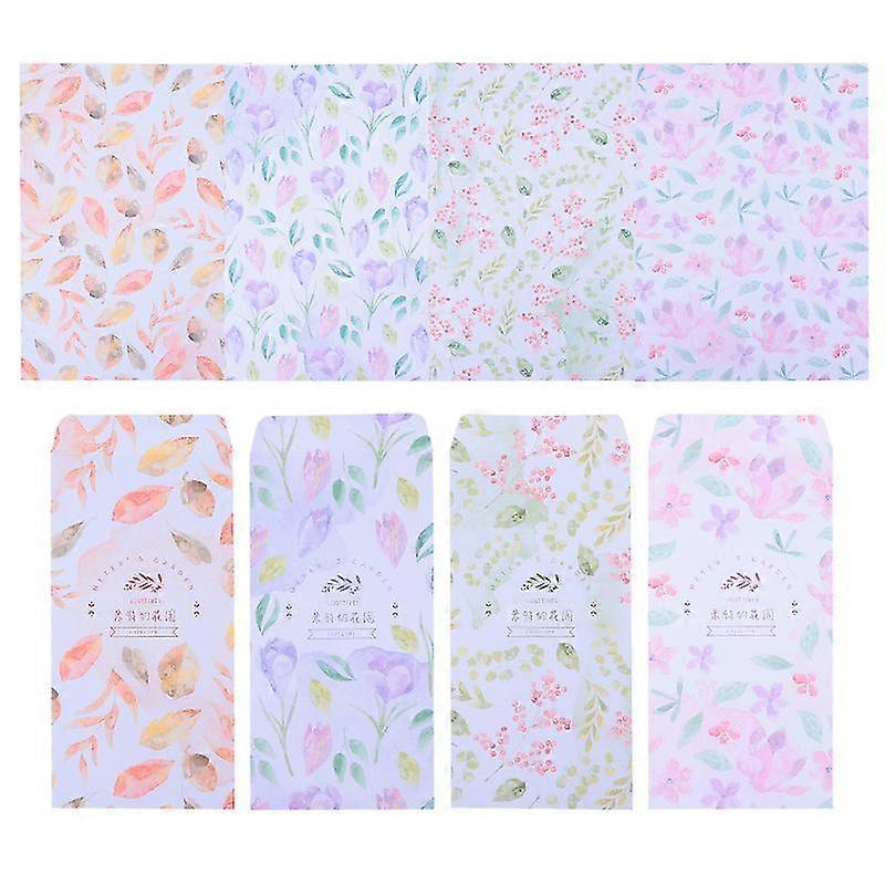 4 Sets Beautiful Floral Letter Paper Cartoon Writing Paper With Envelope Kit