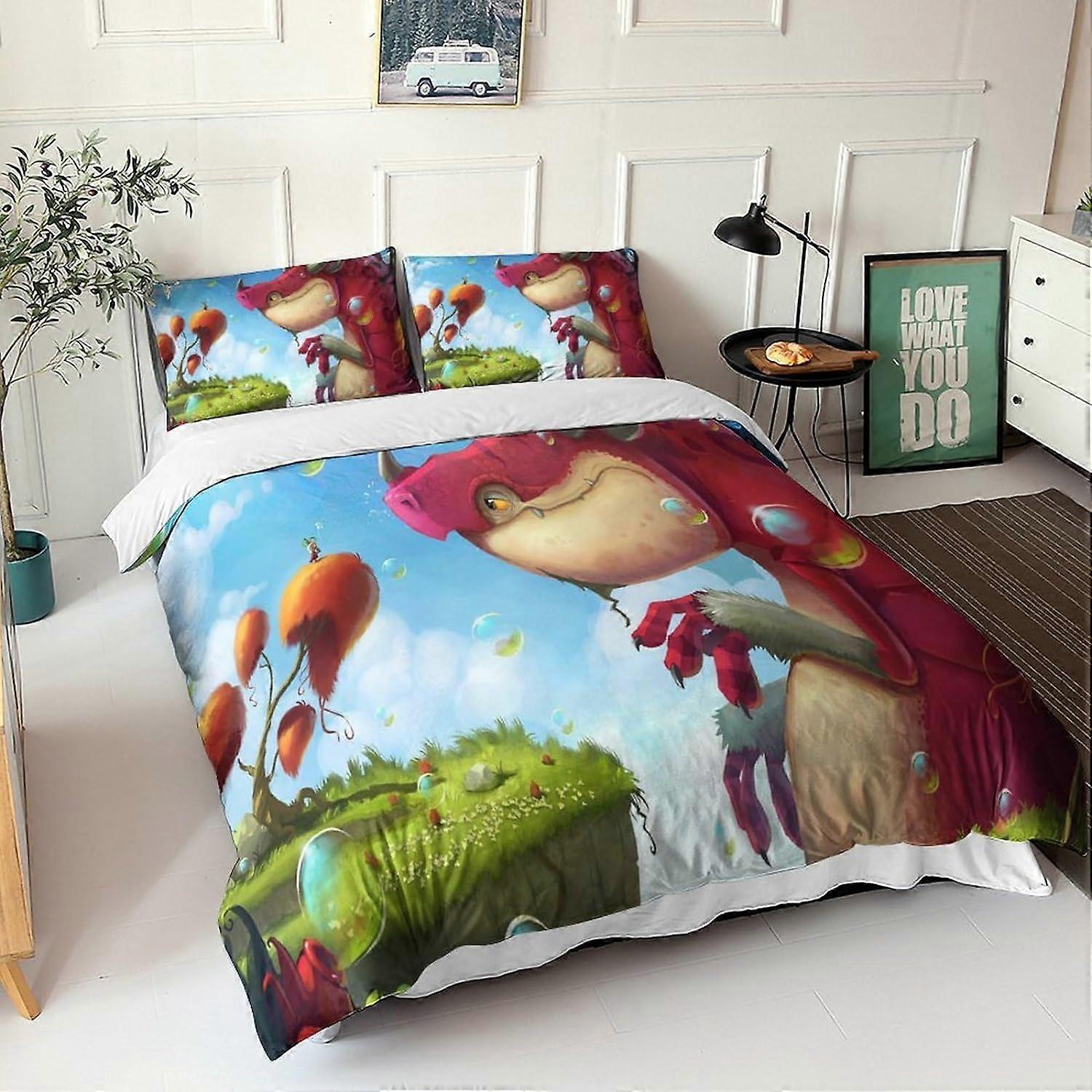 Strange Creatures Duvet CoverLegendary Animals Print Microfiber Bedding Set with Pillowcase with Zipper Closure for for 135*200 CM