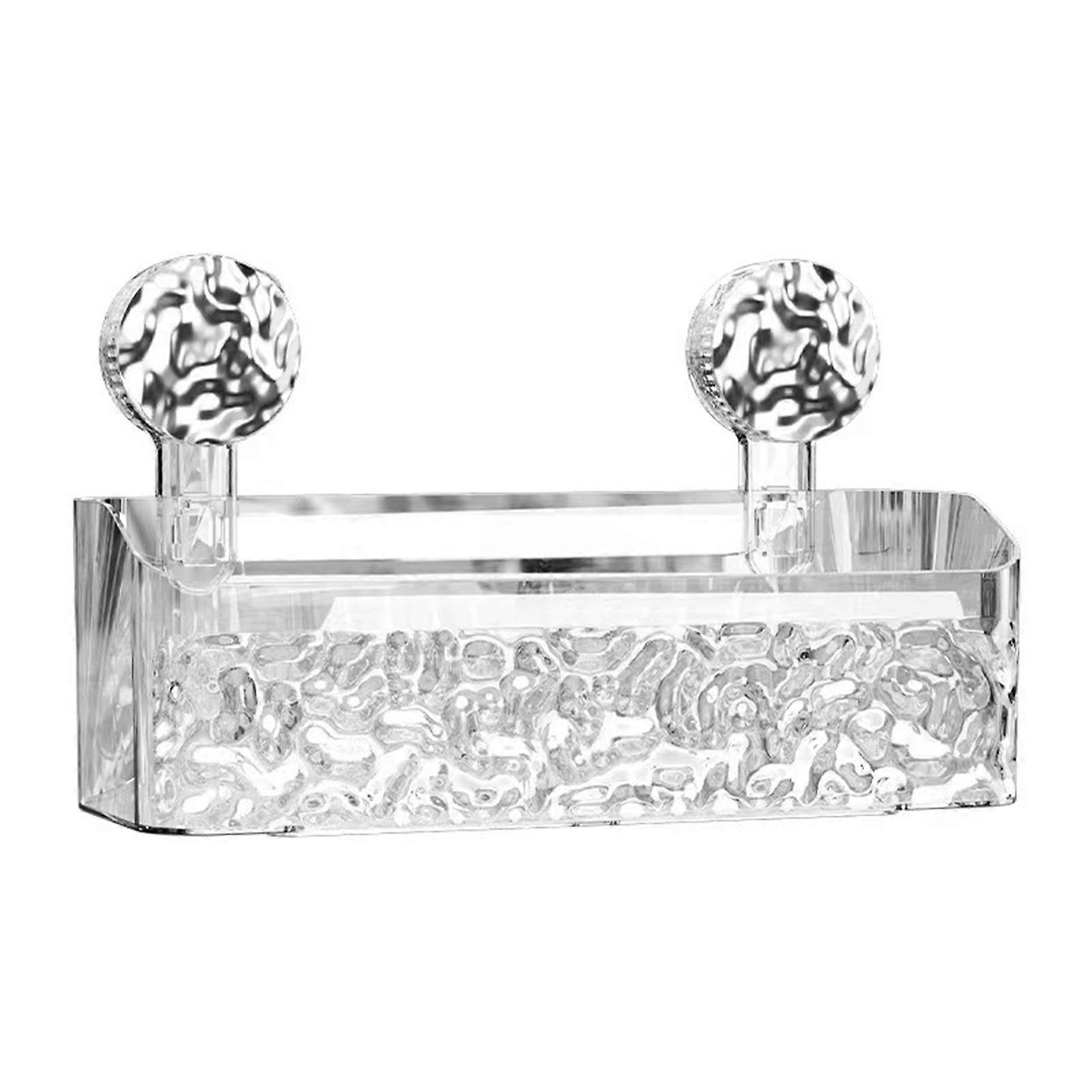 Light Luxurys Style Glacier Pattern Suction Cup Shelf Stable Toiletries Organization Rack for Bathroom