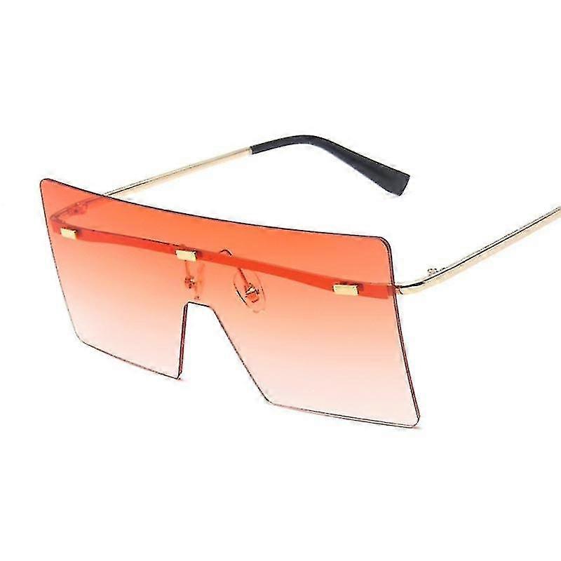 Fashion Oversized Rimless Sunglasses Women Luxury Brand Square Sun Glasses Vintage One-piece Big Frame Mirror Oculos De Sol