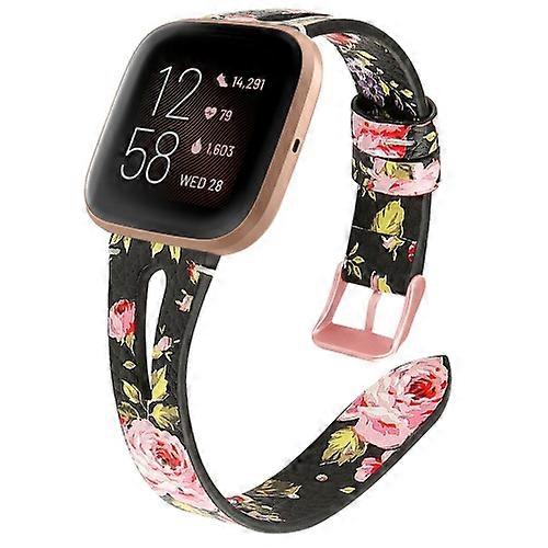 For Fitbit Versa 2 Leather Middle Opening Watch Band
