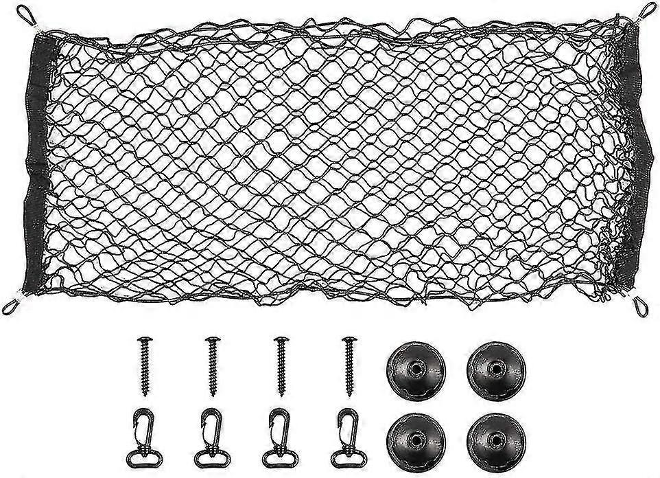 Trunk Net 90 X 30 Cm Luggage Net Elastic Trunk Storage Net Universal Car Net With 4 Hooks  Gift
